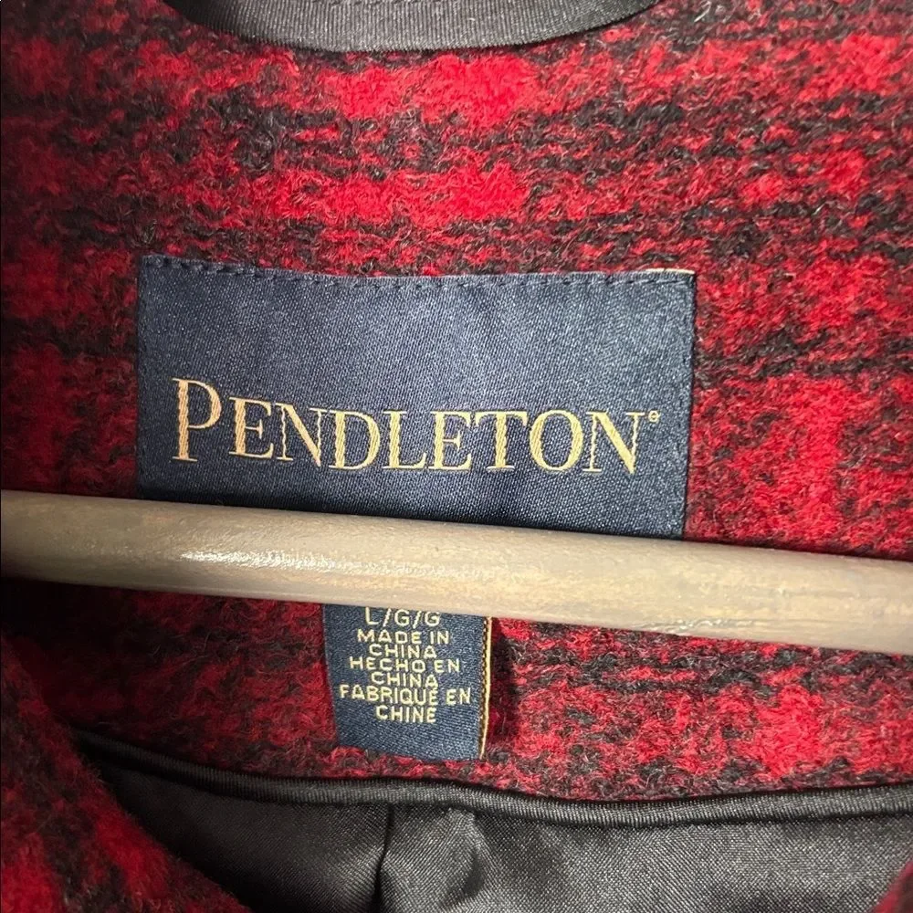 NWT New Pendleton Red Black Plaid Wood Full Zip Jacket Size Large